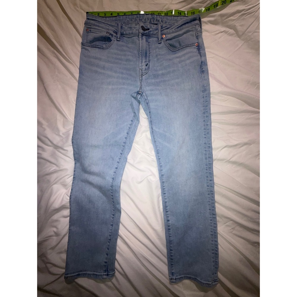 American Eagle Next Level Flex Slim Straight Jeans Light Wash Mens 34x30 T10-20